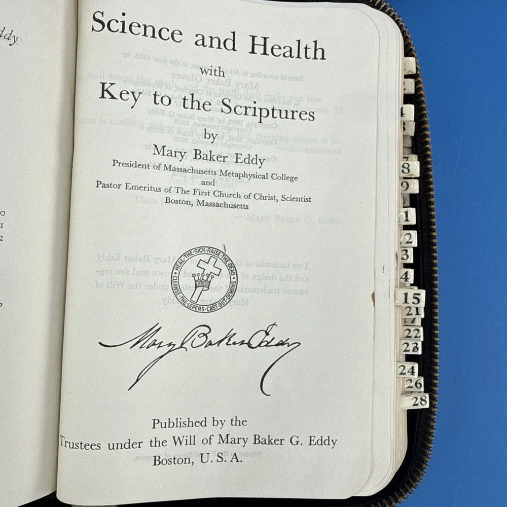 Mary Baker Eddy Vintage Study Set in Case Bible and Science And Health Books